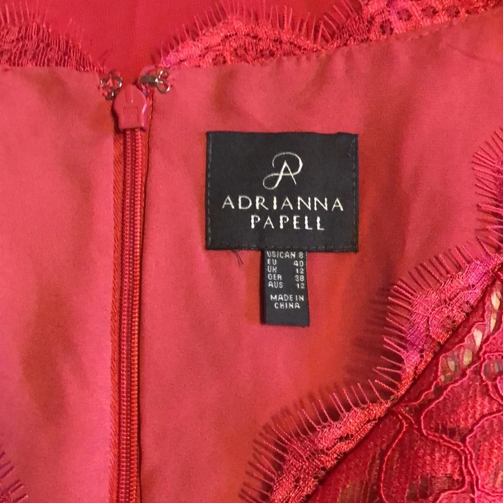 ADRIANNA PAPELL CHIFFON AND LACE MIDI DRESS - Picture 6 of 10